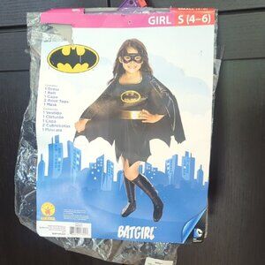 Batgirl Kids Costume - Black & Gold With Accessories - Size Small 4-6